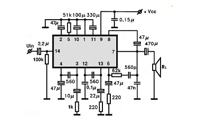 TA7223P circuito eletronico