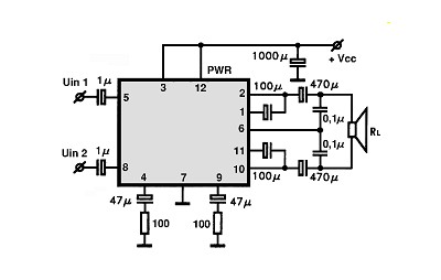TA7227P-BTL circuito eletronico