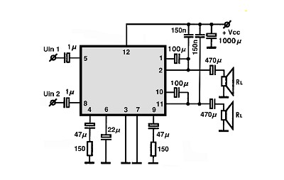 TA7232P circuito eletronico