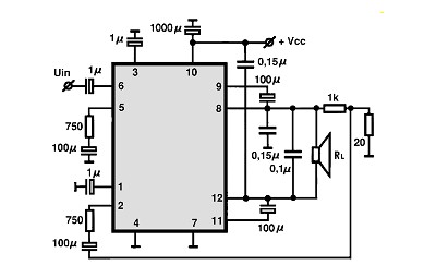 TA7240P-BTL circuito eletronico