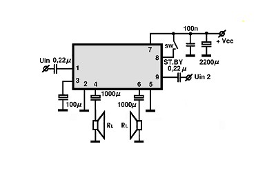 TDA1519 circuito eletronico