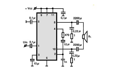 TDA2004-BTL circuito eletronico