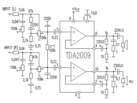 TDA2009,S circuito eletronico