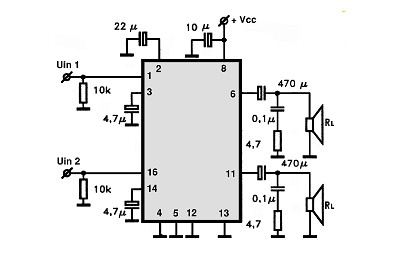 TDA2824 circuito eletronico