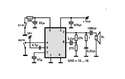TDA7245A circuito eletronico