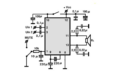 TDA7255-BTL circuito eletronico