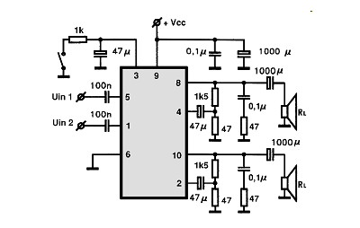 TDA7263 circuito eletronico