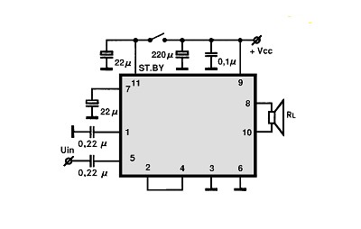TDA7350-BTL circuito eletronico