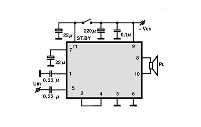 TDA7353-BTL circuito eletronico