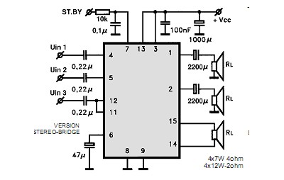 TDA7375H,V circuito eletronico