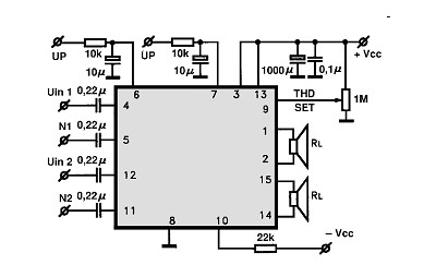 TDA7376B circuito eletronico