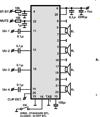 TDA7454 circuito eletronico