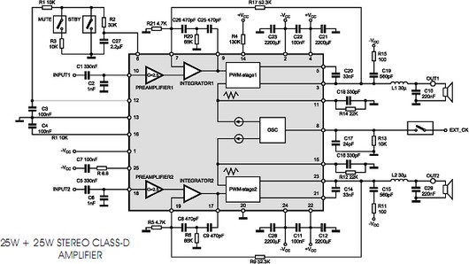 TDA7490 circuito eletronico