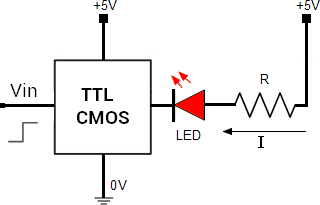 Ligação led através da porta saída circuito integrado
