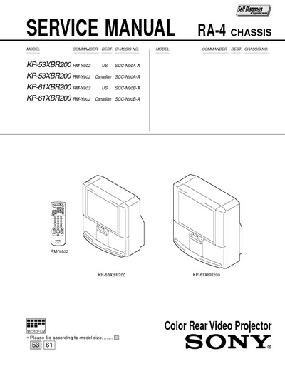 SONY KP-53XBR200, KP-61XBR200 chassis RA4