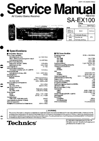 Technics SA-EX100 Service Manual