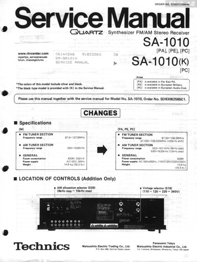 Technics SA-1010 schematics