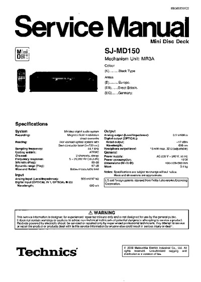 Technics SJ-MD150-Minidisc-Deck