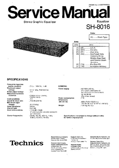 Technics SH-8016 equaliser