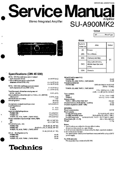 Technics SU-A900MK2 Service Manual