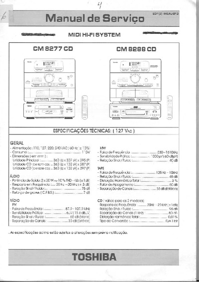 Toshiba CM-8277CD, CM-8288CD