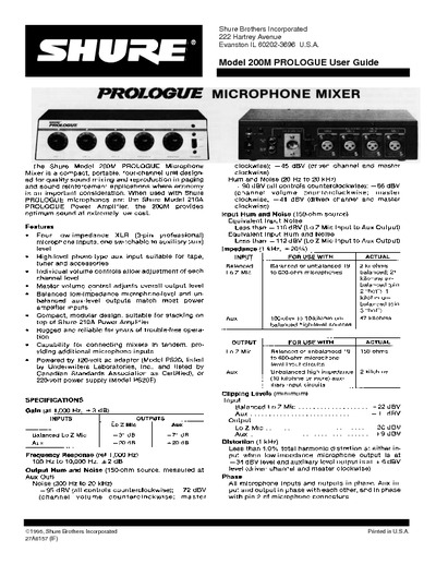 SHURE 200M microphone mixer
