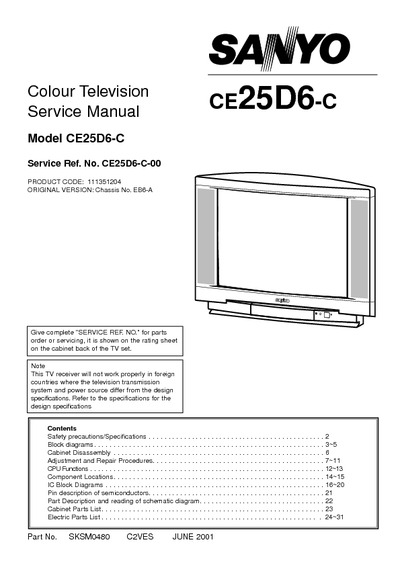Sanyo CE25D6-C Chassis EB6-A