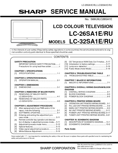 Sharp LC-26SA1E/RU, LC-32SA1E/RU LCD