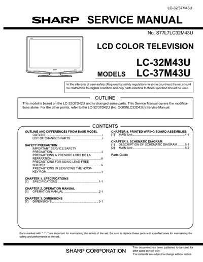SHARP LC-32M43U, LC-37M43U LCD TV Color