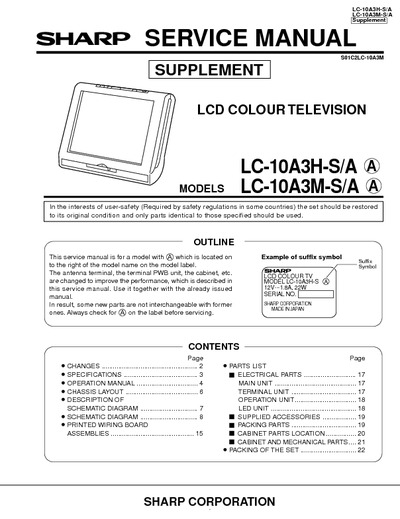 sharp LC-10A3H-S[A 10A3M-S[A (sm) lcd