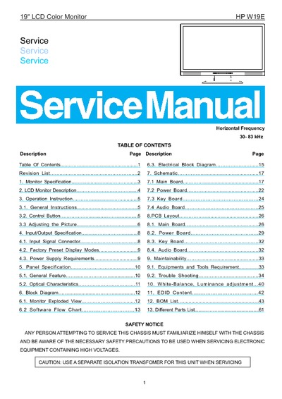 AOC Service Manual HP-W19e-TPVWH_A02 monitor lcd