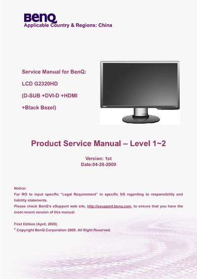 Benq G2320HD monitor lcd