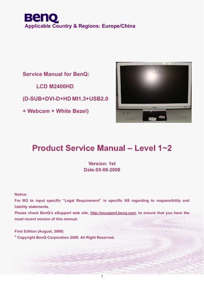 Benq M2400HD monitor lcd