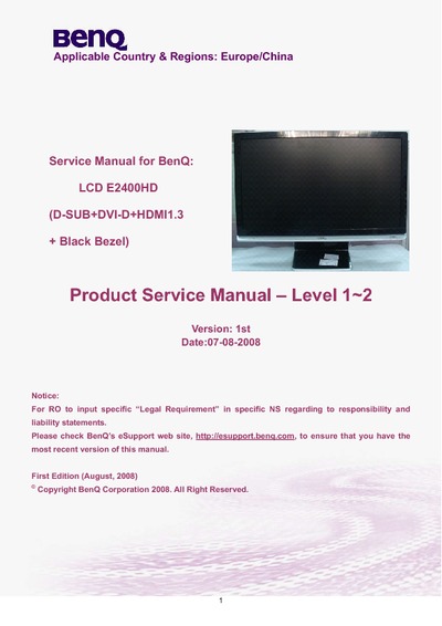 Benq E2400HD monitor lcd