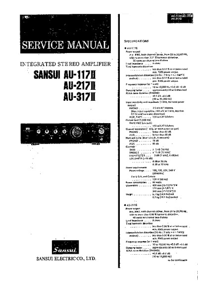 SANSUI AU-117II AU-217II AU-317II audio