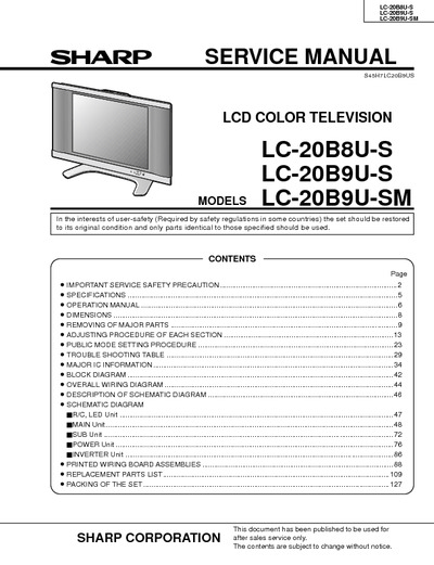 Sharp LC-20B8U, LC-20B9U LCD