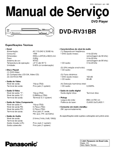 PANASONIC DVD-RV31BR