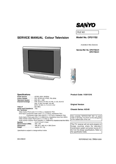 Sanyo CP21YS2, Chassis:AC6B