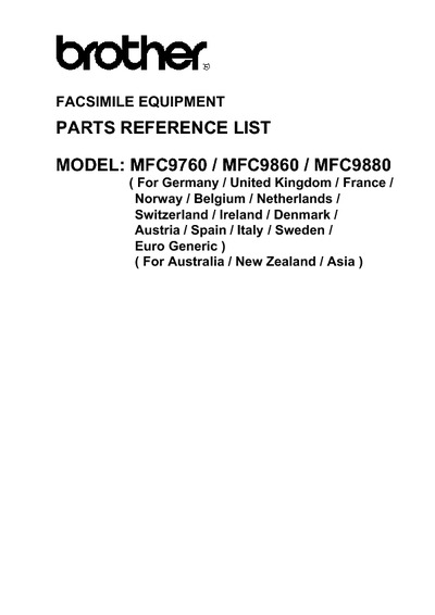 Brother MFC-9760, 9860, 9880 Parts Manual