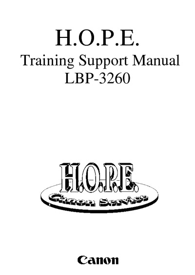 Canon LBP-3260 Training Support Manual