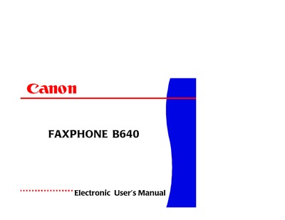 Canon Faxphone B640 User's Manual
