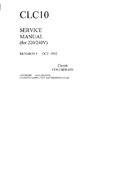 Canon CLC 10 Service Manual