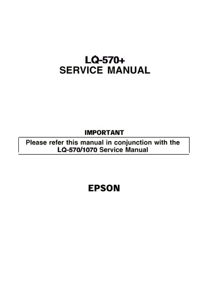 Epson LQ-570+ Service Manual Supplement