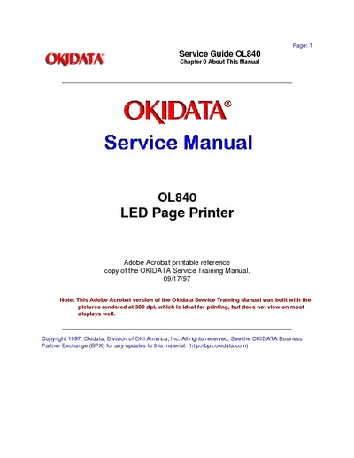 Okidata OL 840 Service Manual