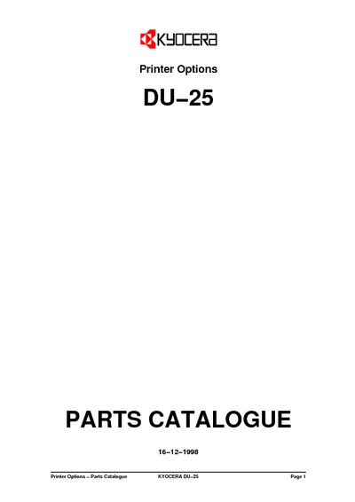 Kyocera Duplexer DU-25 Parts Manual