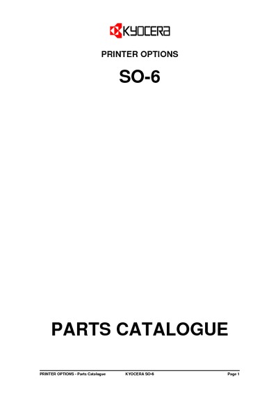 Kyocera Sorter SO6 Parts Manual