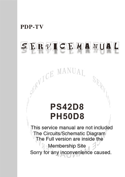 Xoceco PS42D8 Plasma TV Service Manual