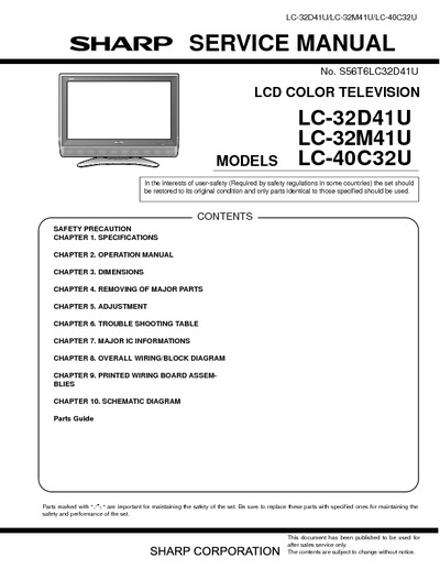 Sharp LC32D41U, LC32M41U, LC40C32U - LCD