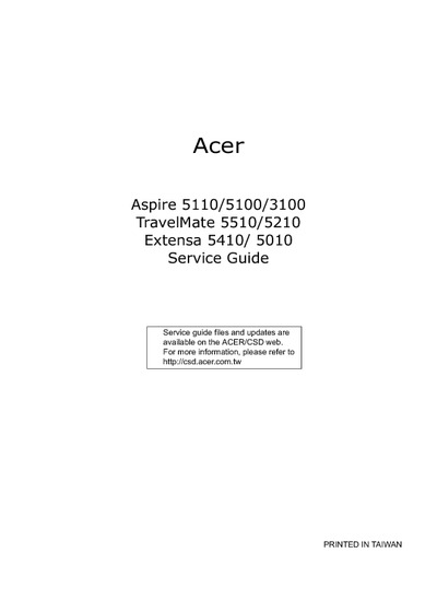 Acer Aspire -5110-5100-3100-TravelMate-5510-5210-Extens-5410-5010