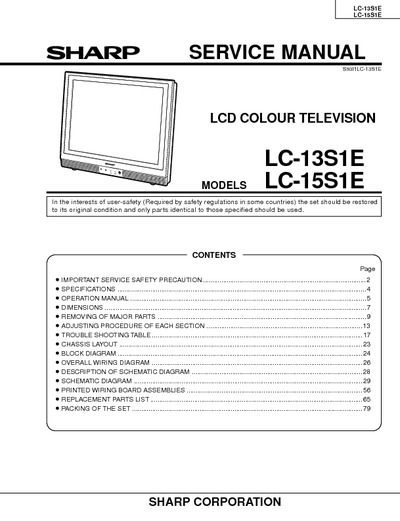 Sharp LC-13S1E, LC-15S1E - LCD